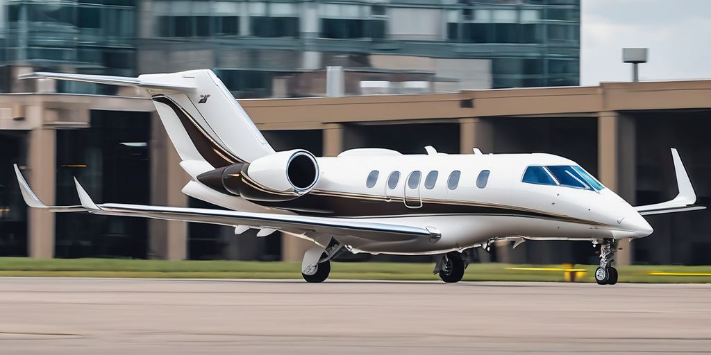 private jet on runway in Grand Rapids